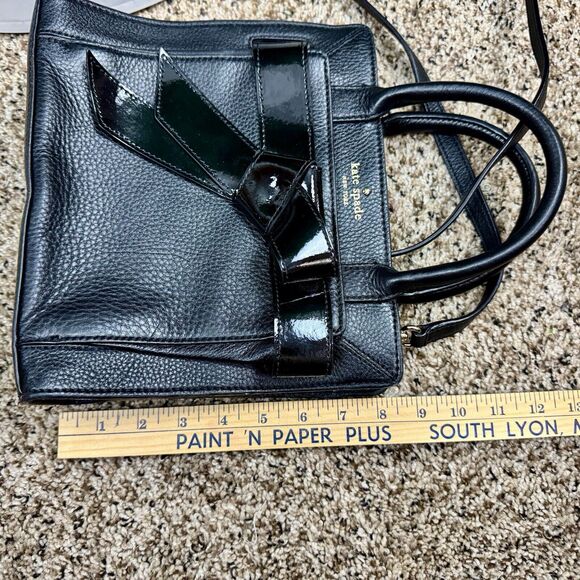 Kate Spade‎ Black Leather Purse Patent Asymmetrical Bow Handbag Satchel Bag - Picture 11 of 12